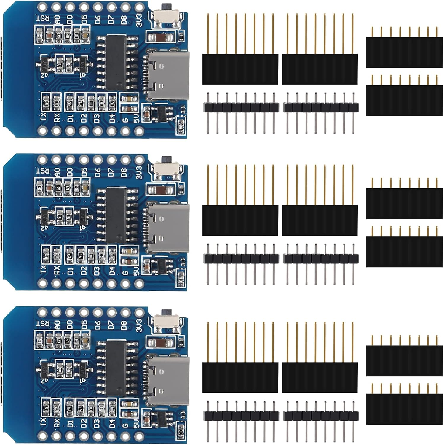 AITRIP 10PCS Wemos D1 Mini V4.0.0 Type-C USB Wifi Internet of Things Board Based ESP8266 4MB Compatible with Arduino Micropython Nodemcu