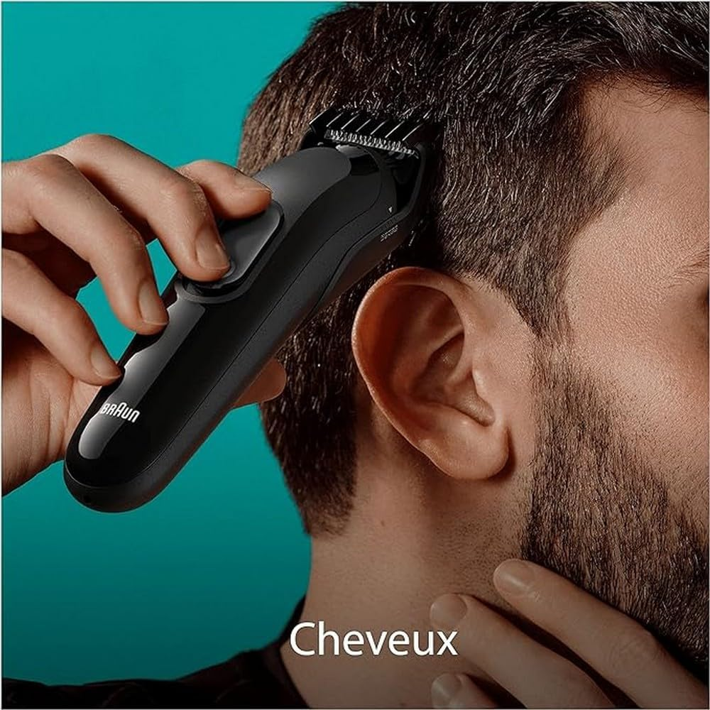 Braun All-In-One Trimmer Set 3, 6-In-1 Multigroom, Beard Trimmer, Hair Trimmer for Face, Head and Body, 50 Minutes Battery, 14 Lengths (3-21 Mm), Waterproof, MGK3420, Black