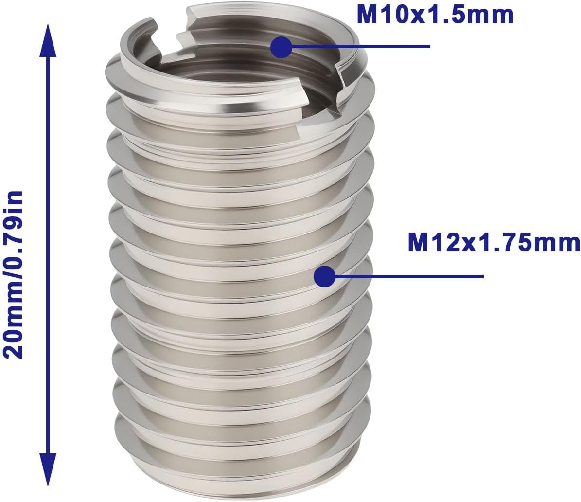 10PCS M12X1.75 Male to M10X1.5 Female Thread Reducer Nuts Stainless Steel 20Mm for Machinery Equipment image number 3