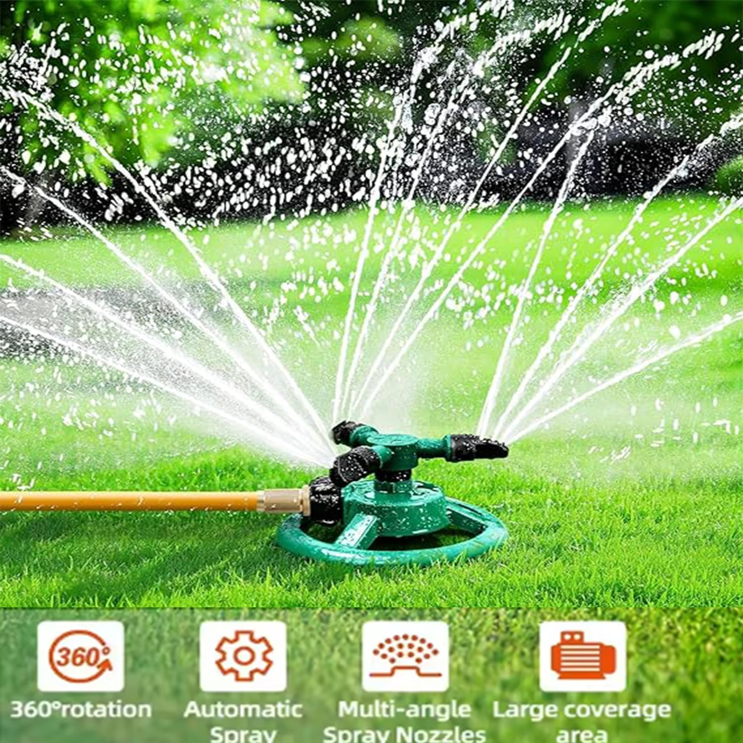Garden Sprinkler, Lawn 360 Degree Rotating Lawn Sprinkler, Large Area Gardening Watering System image number 1
