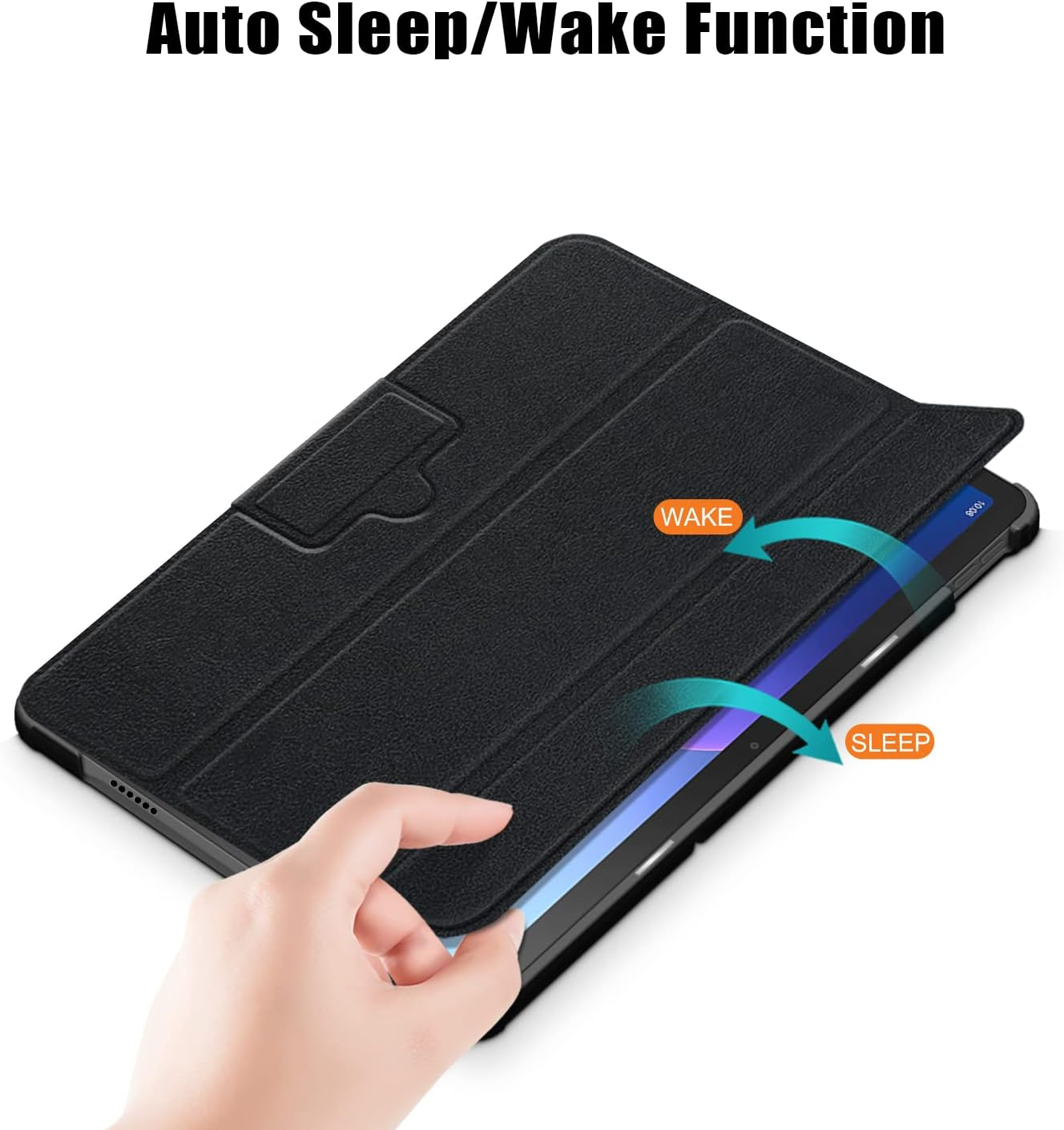 USTIYA Case for Lenovo Tab M10 plus 3Rd Gen 2022 TB-125F TB-128F 10.6" Protective Leather PC + PU Cover (Black) image number 1