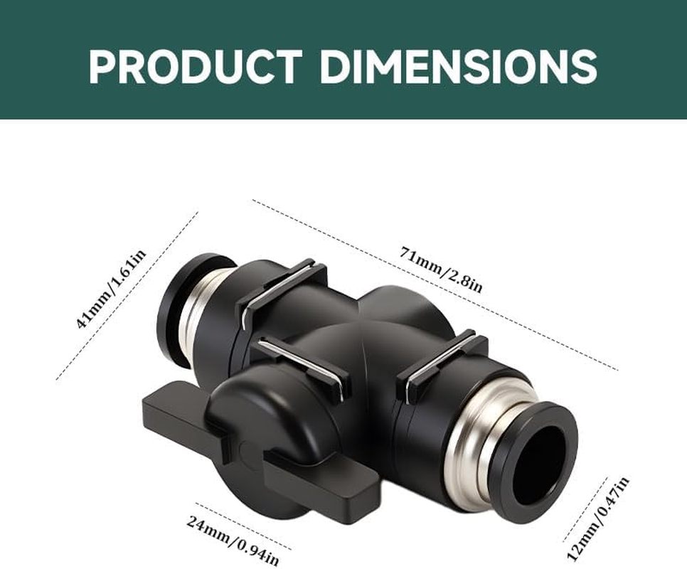 12Mm Pneumatic Ball Valve Black, Push into Connecting Pipe Fittings Ball Valve Fittings Straight Air Flow Control Valve for Air Hydraulics image number 2