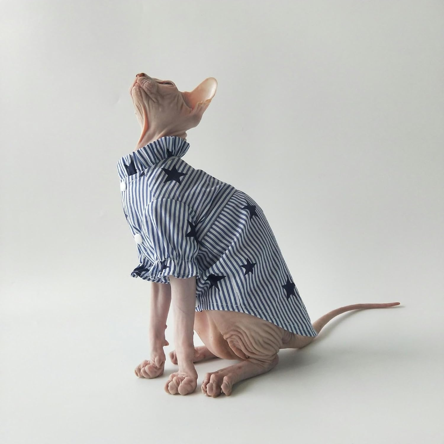 IUOUTG Sphynx Cat Clothes Hairless Cat T-Shirt Classic Stripe Kitten Shirt with Sleeves Female Male Comfortable Kitten Vest Pet Costume for Cats Puppy Small Dogs image number 5