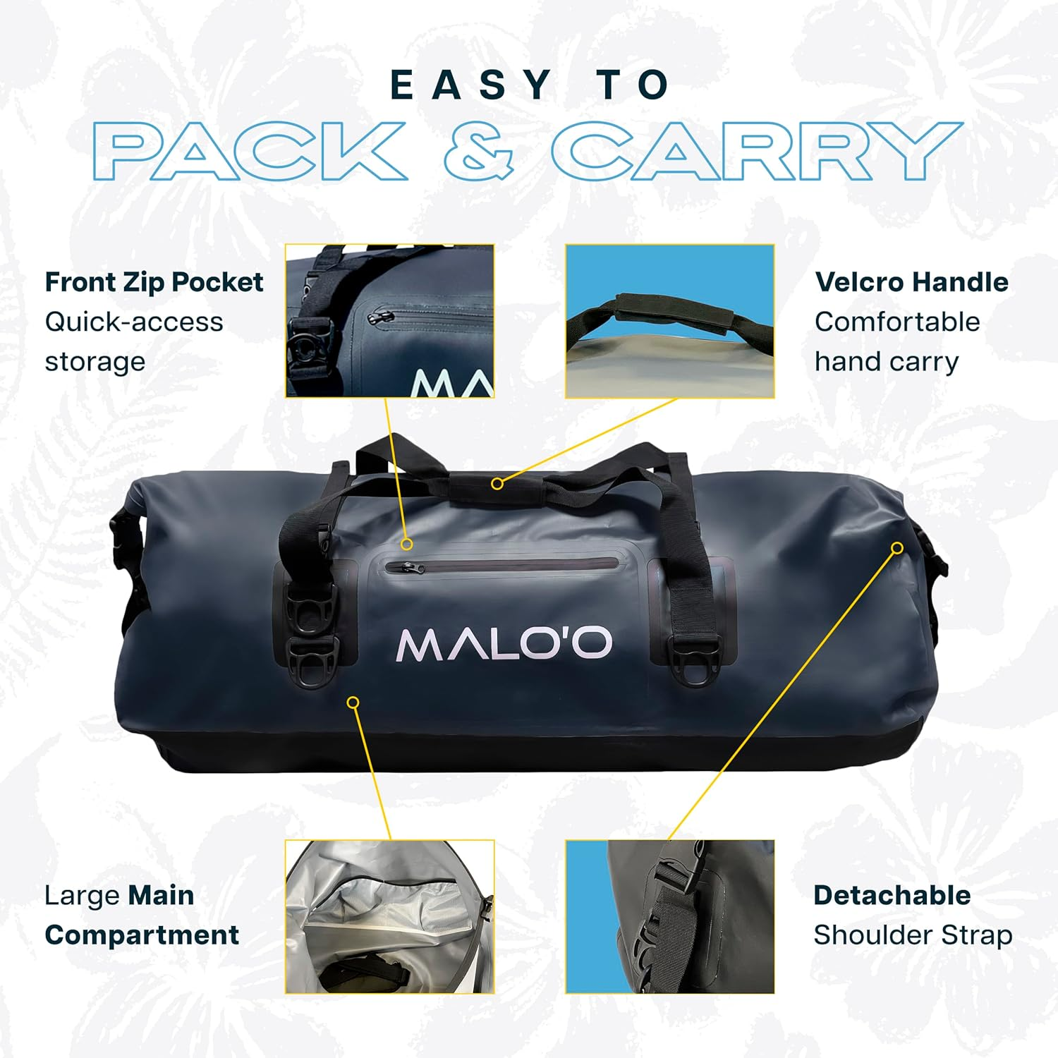 Malo'O Waterproof Duffle Bag - Roll Top Dry Pack with Watertight Seal - Dry Bags for Kayaking, Camping, Beach, Fishing, & Travel Gear - 40L/60L/100L Capacity image number 1