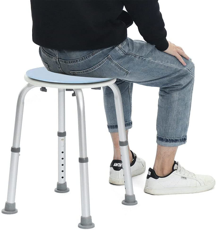 Adjustable Bath Shower Stool Height Adjustable Chair Seat Rotating Swivel round Bathroom Shower Bench for Elderly Seniors image number 3