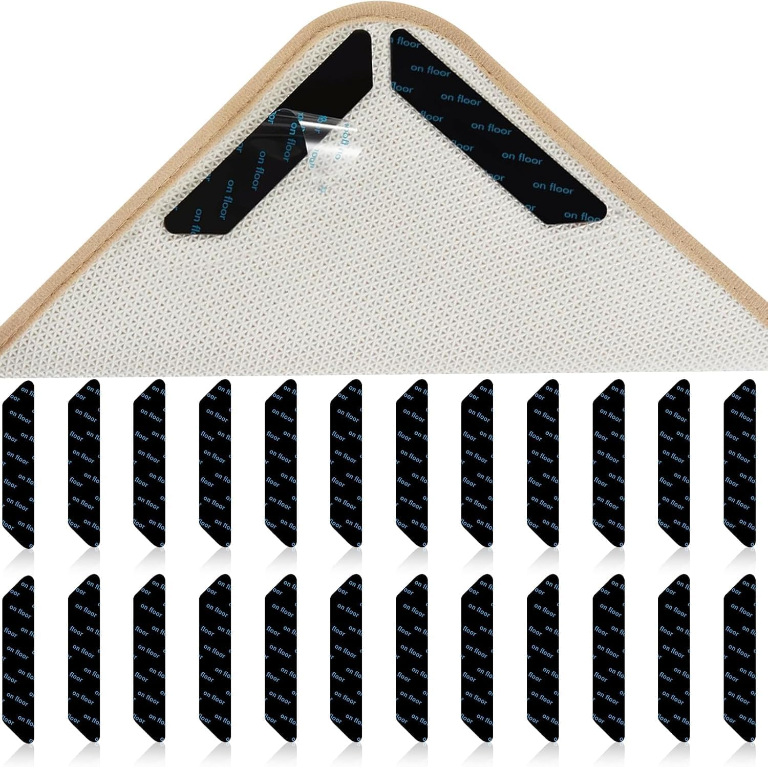 Rug Gripper Pads - Premium Non-Slip Underlay for All Floors | Keeps Rugs Flat on Tile, Wood, Laminate | Carpet Tape 24 Pack | Home D&eacute;cor Essential image number 4