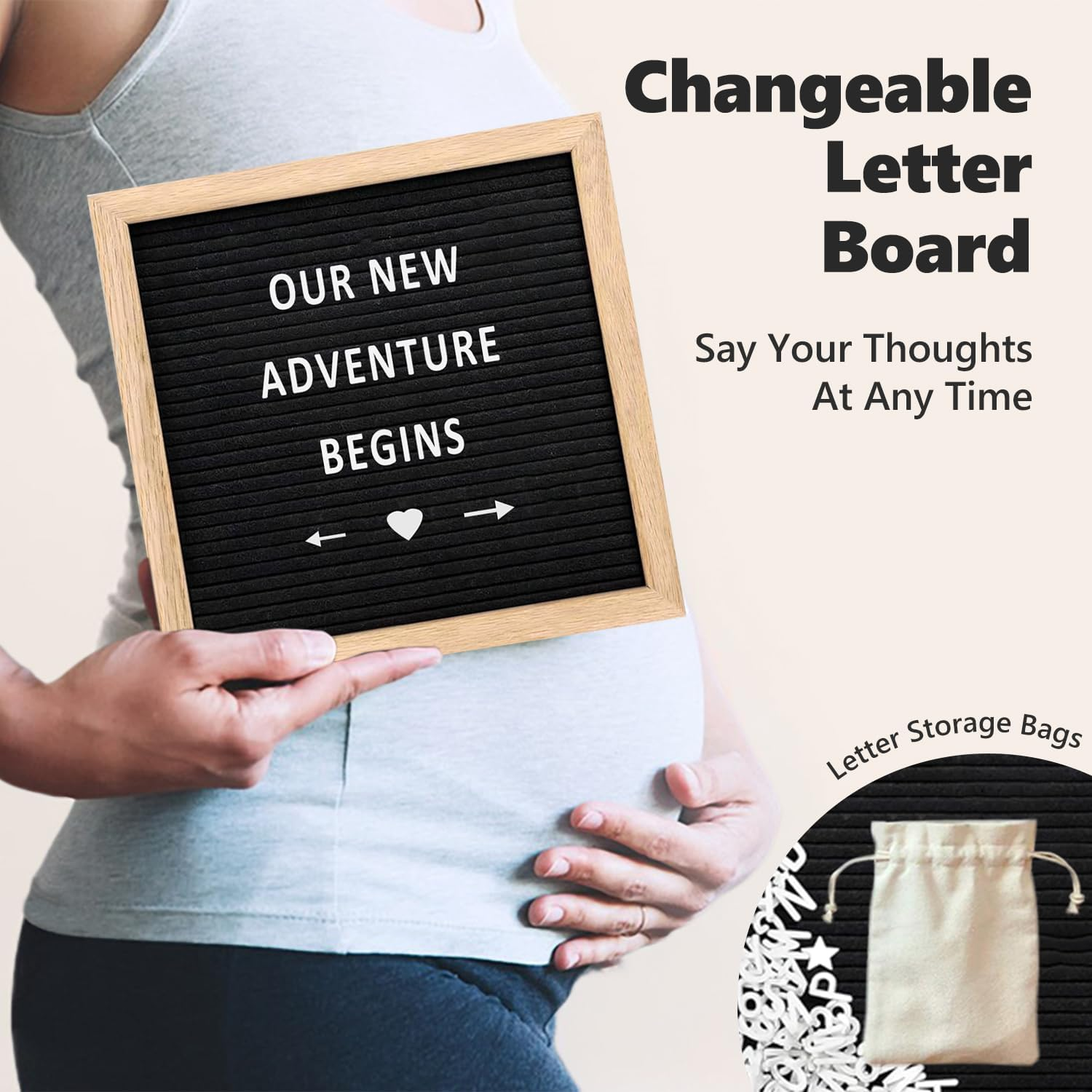 Pregnancy Announcement, Baby Announcement Ideas Set Include Felt Letter Board, Baby Onesie, Booties, Photo Frame, Wooden Sign and Bear Plush, Pregnancy Announcement Photo Props Coming Soon Baby image number 5