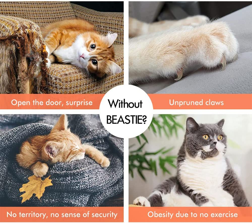 BEASTIE 180Cm Cat Tree with Mouse Toy Scratching Post Tower Condo Cat Play Towers Trees House Furniture Wood in Beige Colour - 134Cm In Grey image number 5