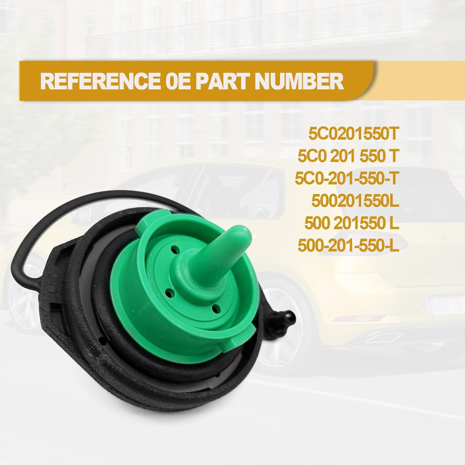 Fuel Tank Cap Gas Cap Compatible with Volkswagen - 2011-2020 VW Jetta, 2015-2020 VW GTI, 2015-2020 VW Golf Retaining Strap Replace 5C0201550T, 5Q0201550L image number 6