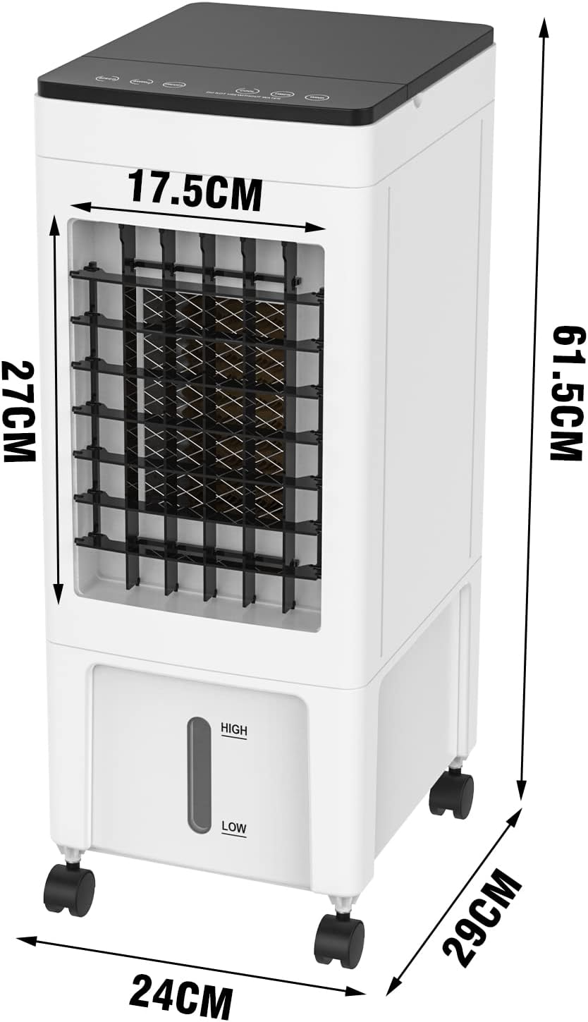 COBUY Evaporative Air Cooler Conditioner, 3 in 1 Portable 8L Cooling Fan Humidifier with Adjustable Louvres, 4 Ice Box, 3 Wind Modes, 3 Speeds, Timer for Home Office Room