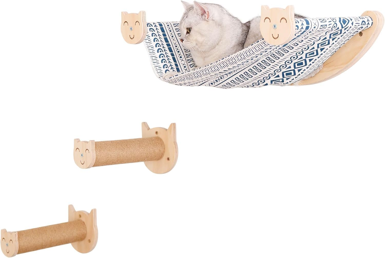 MIUZMORE Cat Furniture, Cat Wall Perch, with 2 Cat Step 2 Fabrics for Hammock - Cat Bed Wall Mounted - Cat Shelves and Perches for Wall - Climbing for Cats image number 6