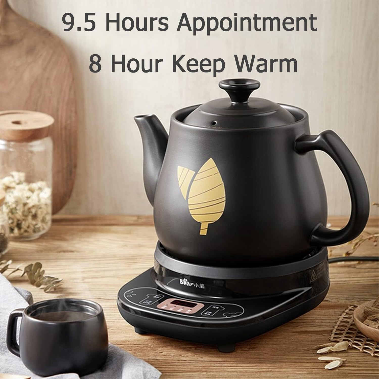 TECHBEAR Health Chinese Medicine Pot, 3L Automatic Herbal Medicine Cooker Ceramic Pot with 8 Hours Keep Warm, Multi-Function Electric Chinese Herb Tea Kettle for Home image number 5