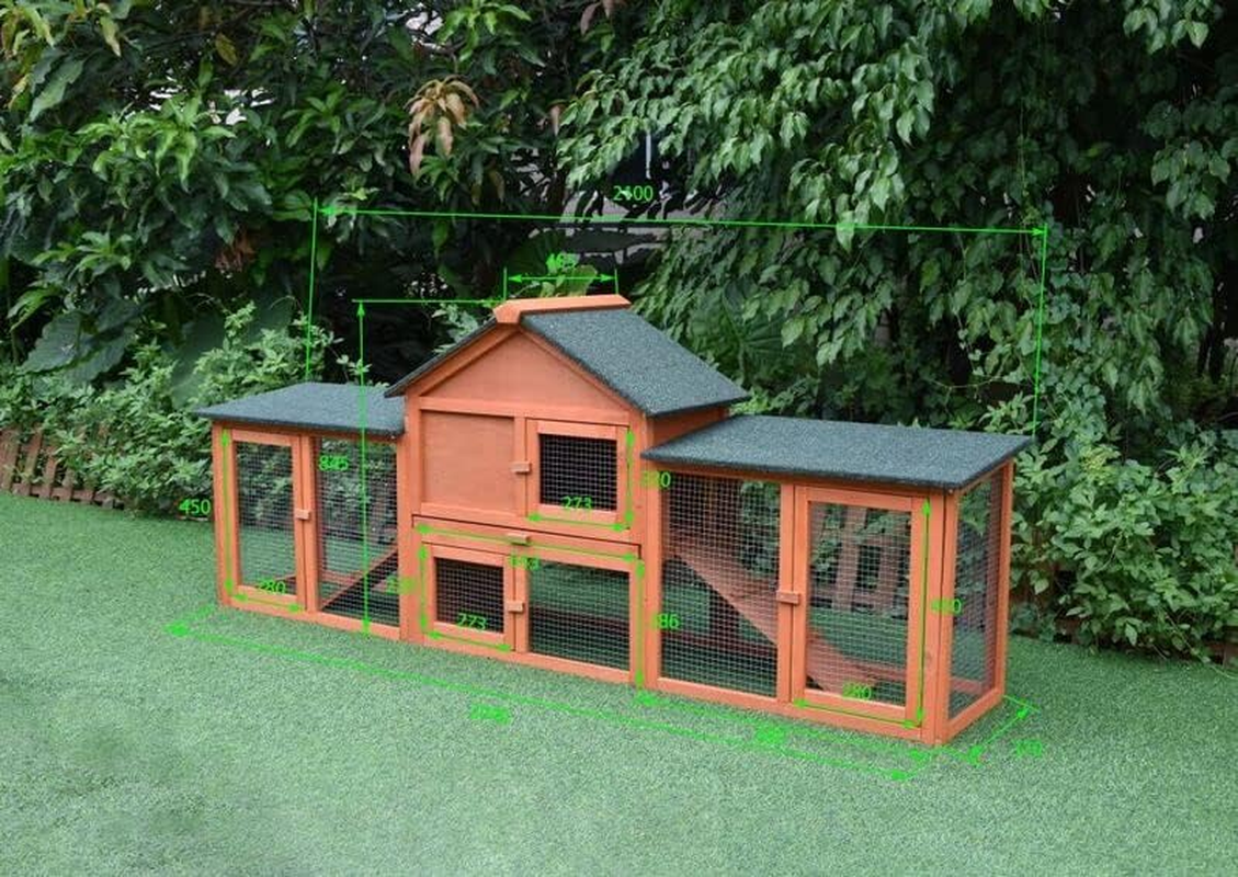 Pawhub Double Run Wooden Chicken Coop Rabbit Hutch Bunny Cage image number 2
