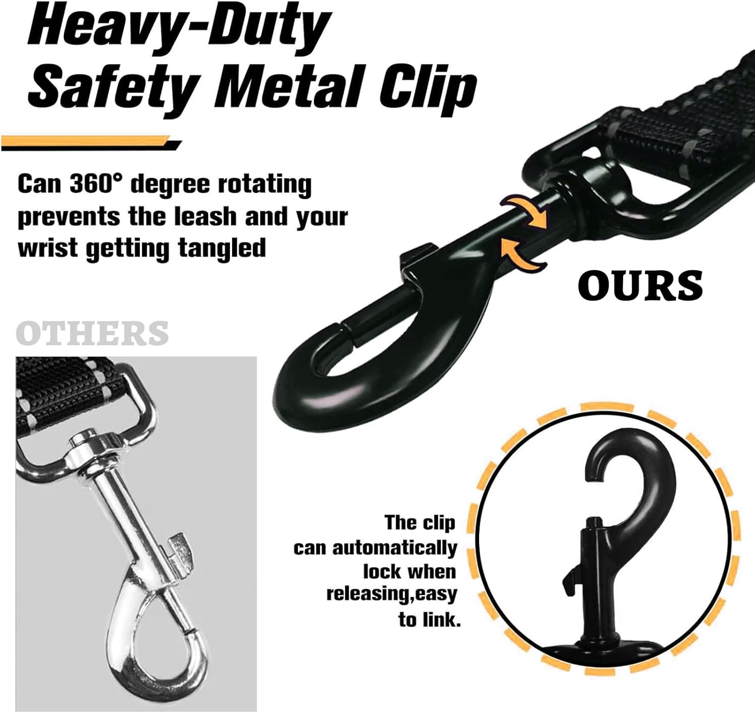 Mezrkuwr&reg; Strong Short Dog Lead, Heavy Duty Traffic Lead for Dogs, Dog Training Control, Reflective Leashes for Medium and Large Dogs image number 3