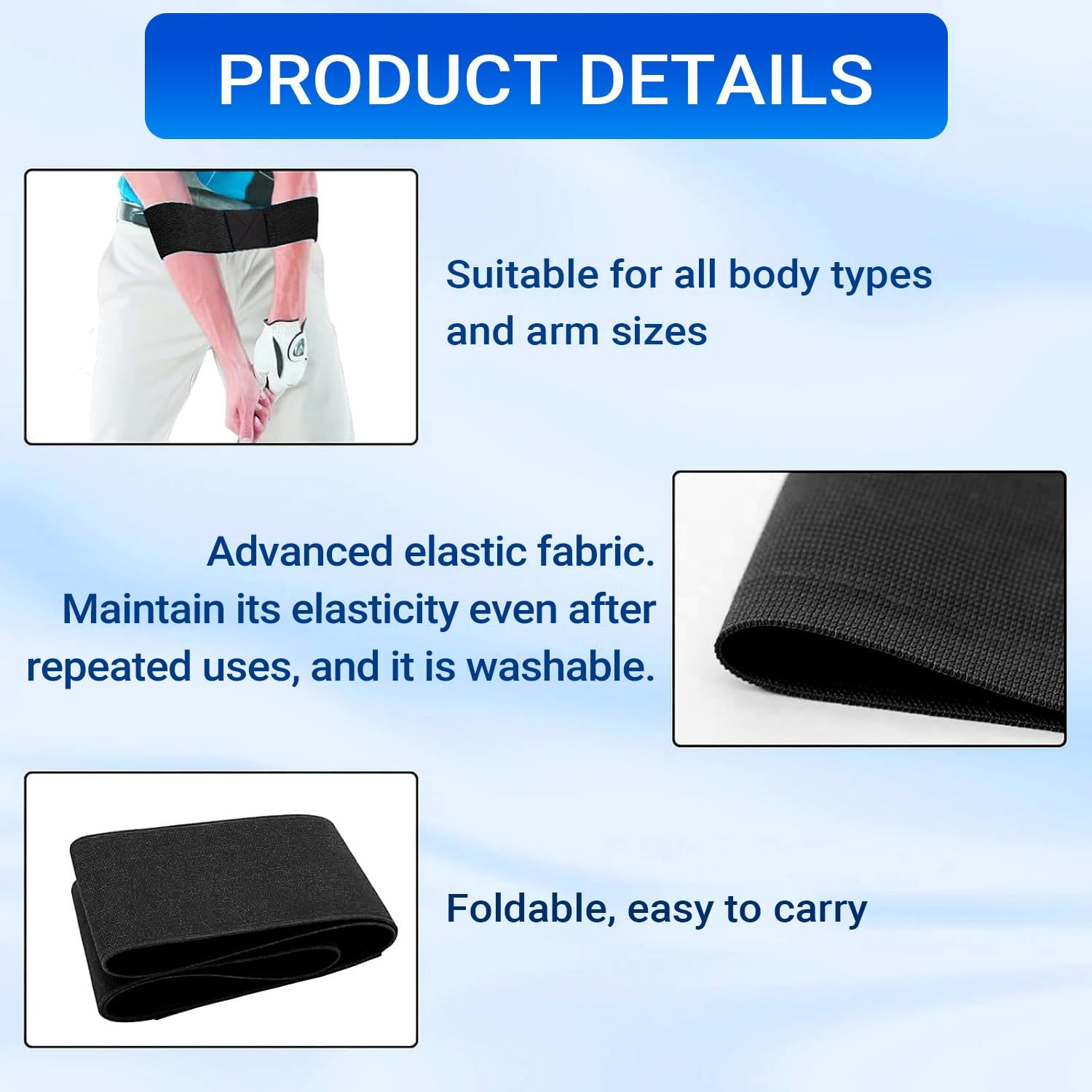 Golf Swing Training Aid Arm Band - Swing Correcting Arm Band, Posture Trainer & Alignment Tool, Easy Golf Practice Aid for Beginners, Posture Trainer Corrector Tool, Perfect Golf New Golfers - Black image number 5