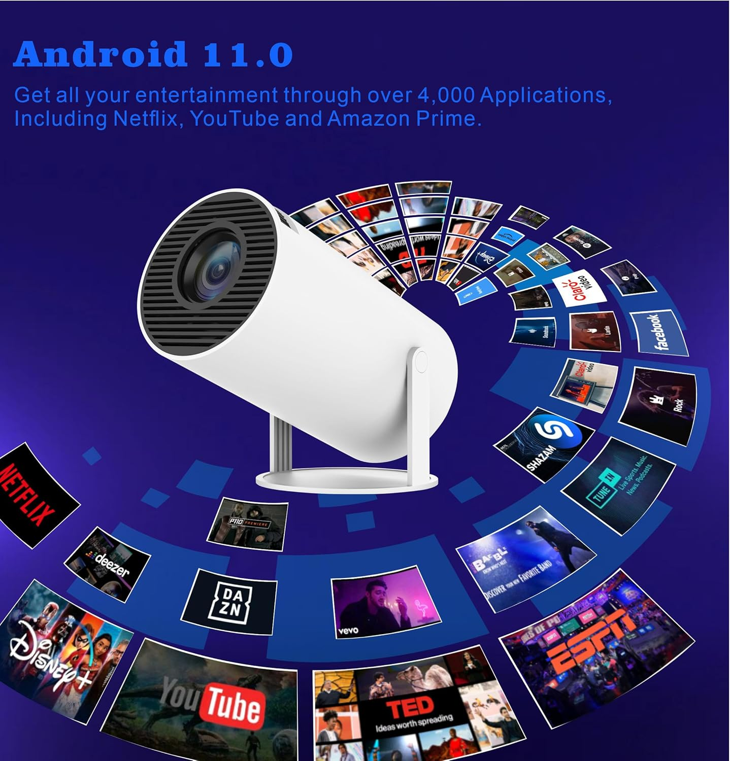 Magcubic Mini Projector FHD 1080P with Auto Focus, Wifi Bluetooth Portable Movie Projector, Big Screen Display for Home Theater, Outdoor Movie Nights, Presentations, and Gaming(Hy300) image number 4