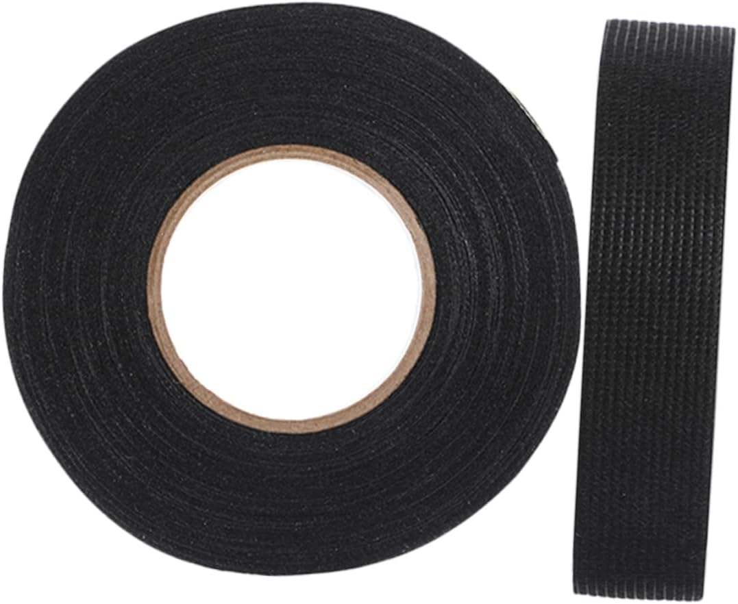 Yardenfun 2 Rolls High Temperature Resistant Tape for Car Audio Automotive Cloth Tape Adhesive Black Wire Harness Wrapping for Wire Management for Sound Proofing image number 1