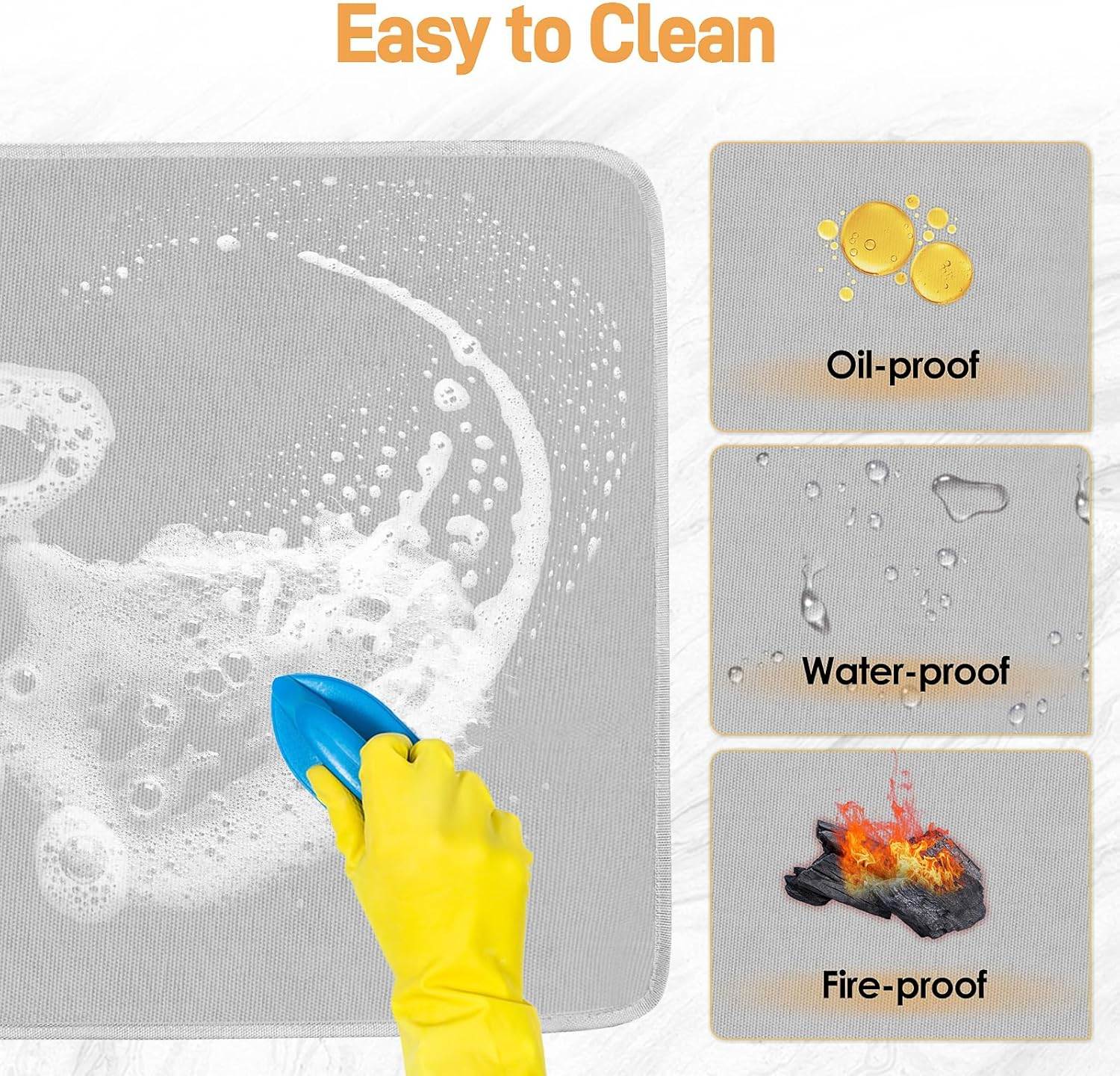 Amerbro Heat Resistant Mats for Countertop - Firproof 16X24 in Heat Resistant Mats for Air Fryer - Kitchen Countertop Protector for Air Fryer, Coffee Maker, Stand Mixer, Toaster, Oven 2PCS - Grey image number 6