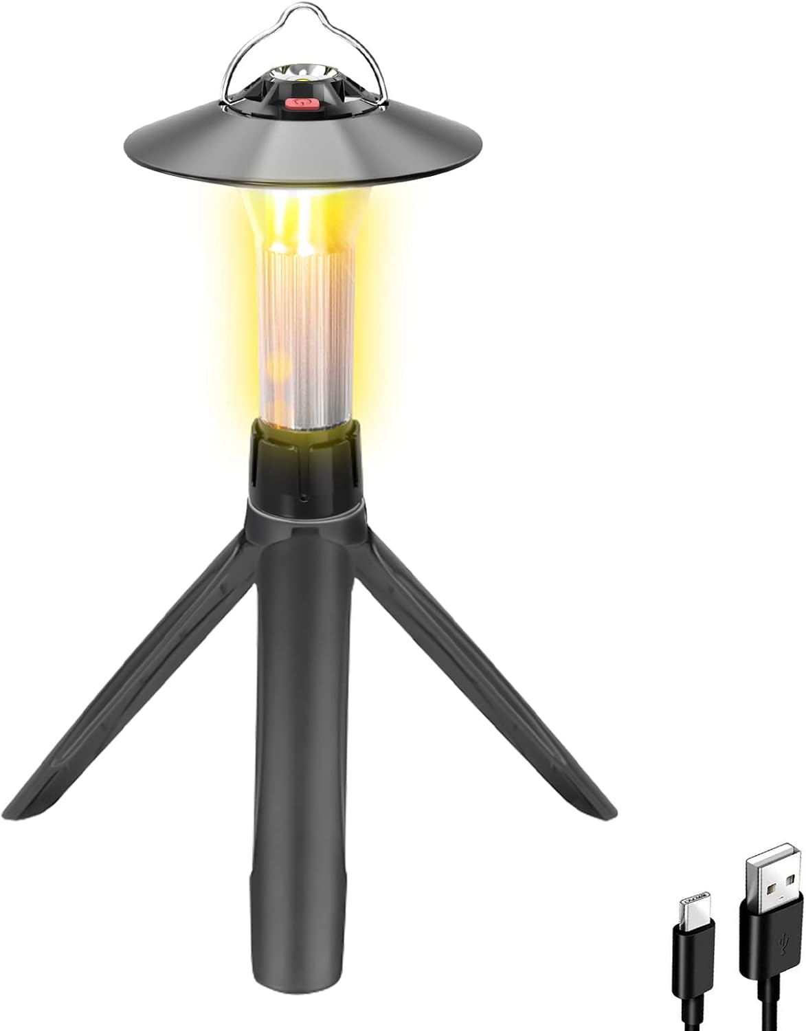 YIFENG Mini 2-In-1 USB Rechargeable LED Lantern Flashlight with 3 Light Modes, Stepless Dimming, Portable 2200Mah Outdoor LED Tent Light Torches with Magnetic Base and Tripod for Camping Hiking Cycling Emergency image number 3