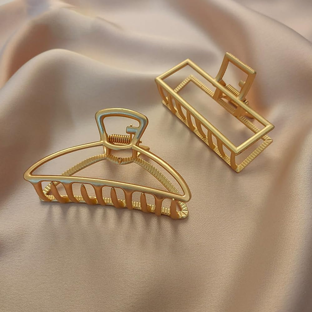 2PCS Small Metal Hair Claw Clips, Mini Gold Hair Clips for Women Thick Thin Hair, Non-Slip Jaw Clamp Clips for Women Girls Hair Accessories image number 4