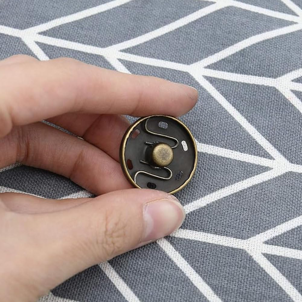 20 Sets 30Mm Copper Sew on Snap Buttons Press Studs Fasteners for Garment, Jeans, Bags, Jackets, Windbreakers DIY Sewing Clothing Accessories - Antique Bronze image number 3
