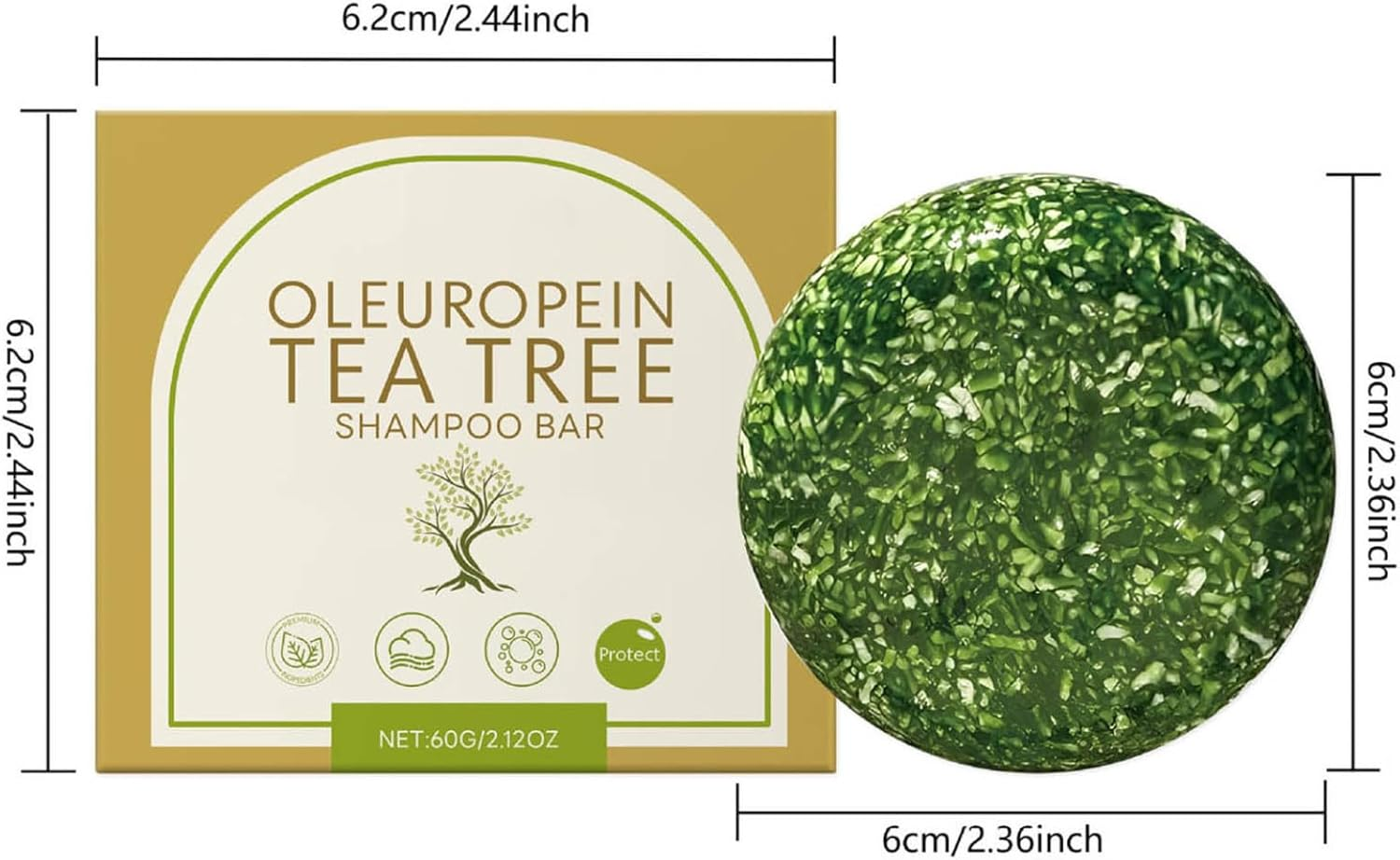 Raenseen Shampoo Bar with Tea Tree Oil for Dry Damaged Hair - Hydrating Cleanse and Scalp Refresh Green One Size image number 4