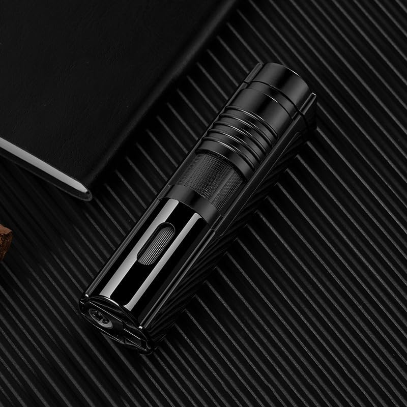 FOJI Triple-Flame Jet Torch Lighter, Mini Butane Torch with Refillable Butane System, Built-In Cutter & Adjustable Flame &ndash; Windproof Fire Starter for Candles, Camping, and Outdoor Adventures (Gray) image number 4