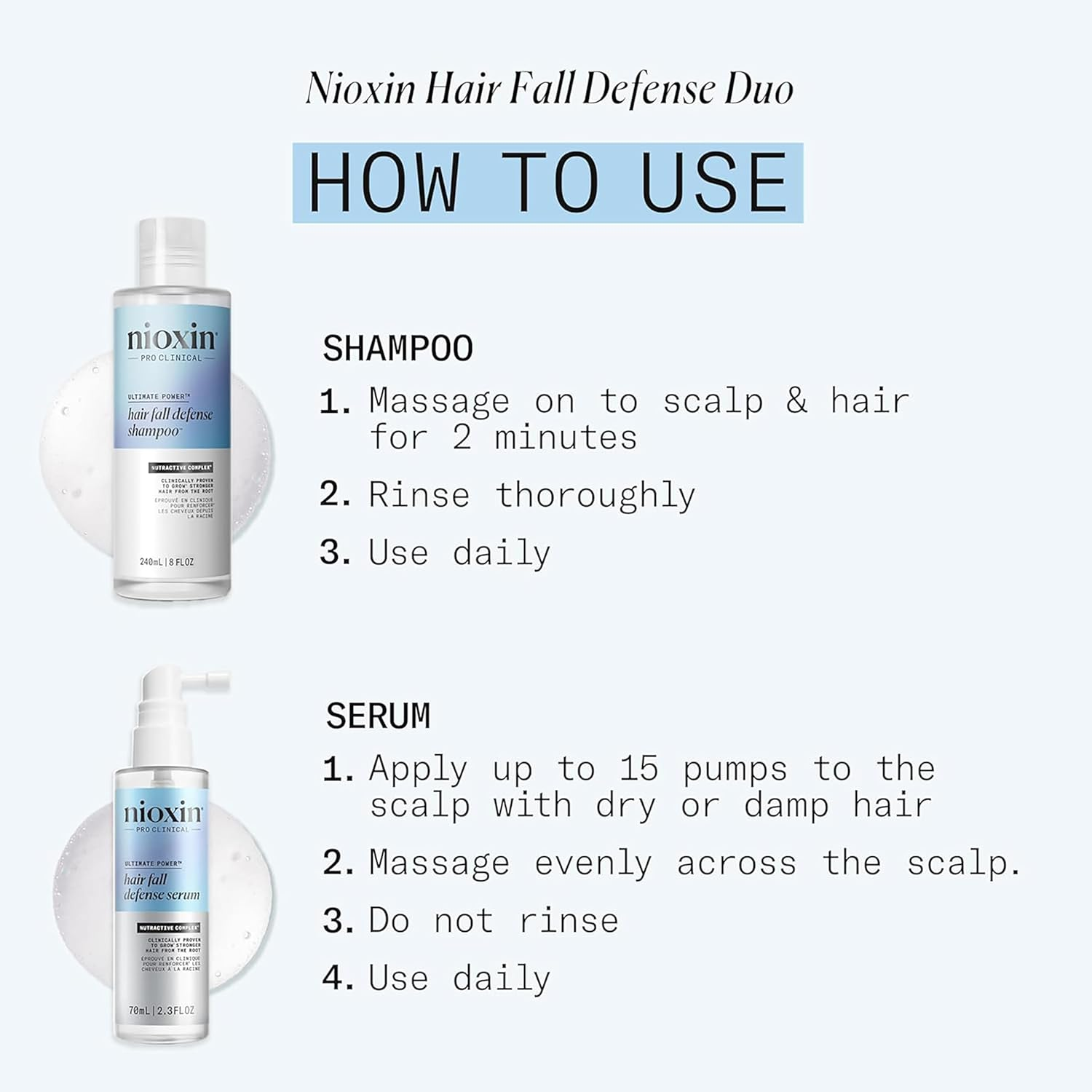 Nioxin Hair Fall Defense Kit | the Power of Two: Shampoo for Hair Fall 8.1 Fl Oz & Intensive Daily Leave-In Hair Treatment for Thinning Hair 2.3 Fl Oz image number 2