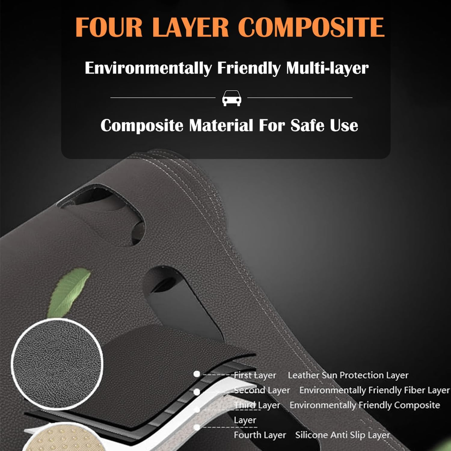 Evervenz Dash Mat for Hyundai Kona 2024 2025 2026 Microfiber Leather（Without HUD） Dash Cover Dashboard Cover Kona02 image number 1