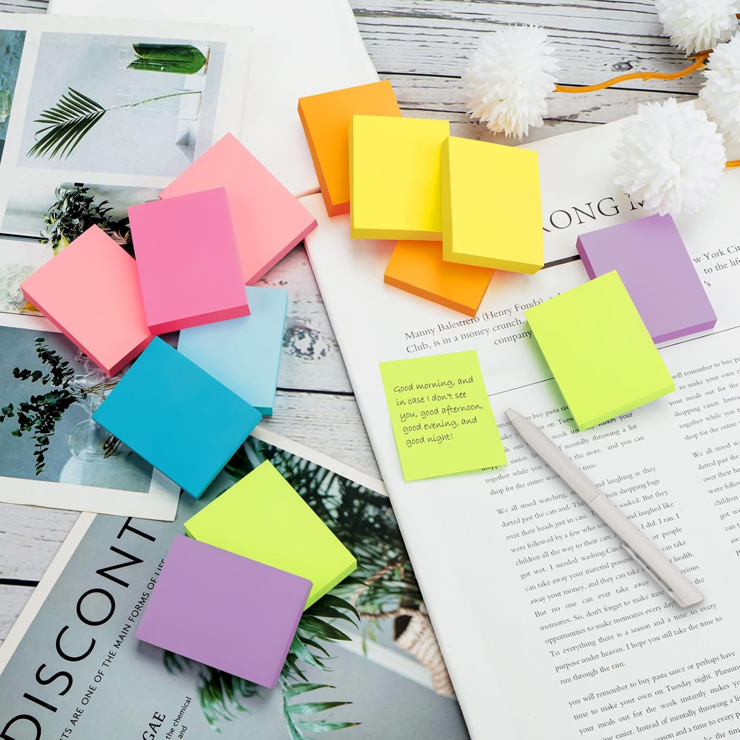 Sticky Notes 1.5X2 Inch 8 Bright Colors Mini Self-Stick Pads Bulk 16 Pads/Pack 75 Sheets/Pad Total 1200 Sheets, Easy to Post for Home,School,Office, Notebook image number 4