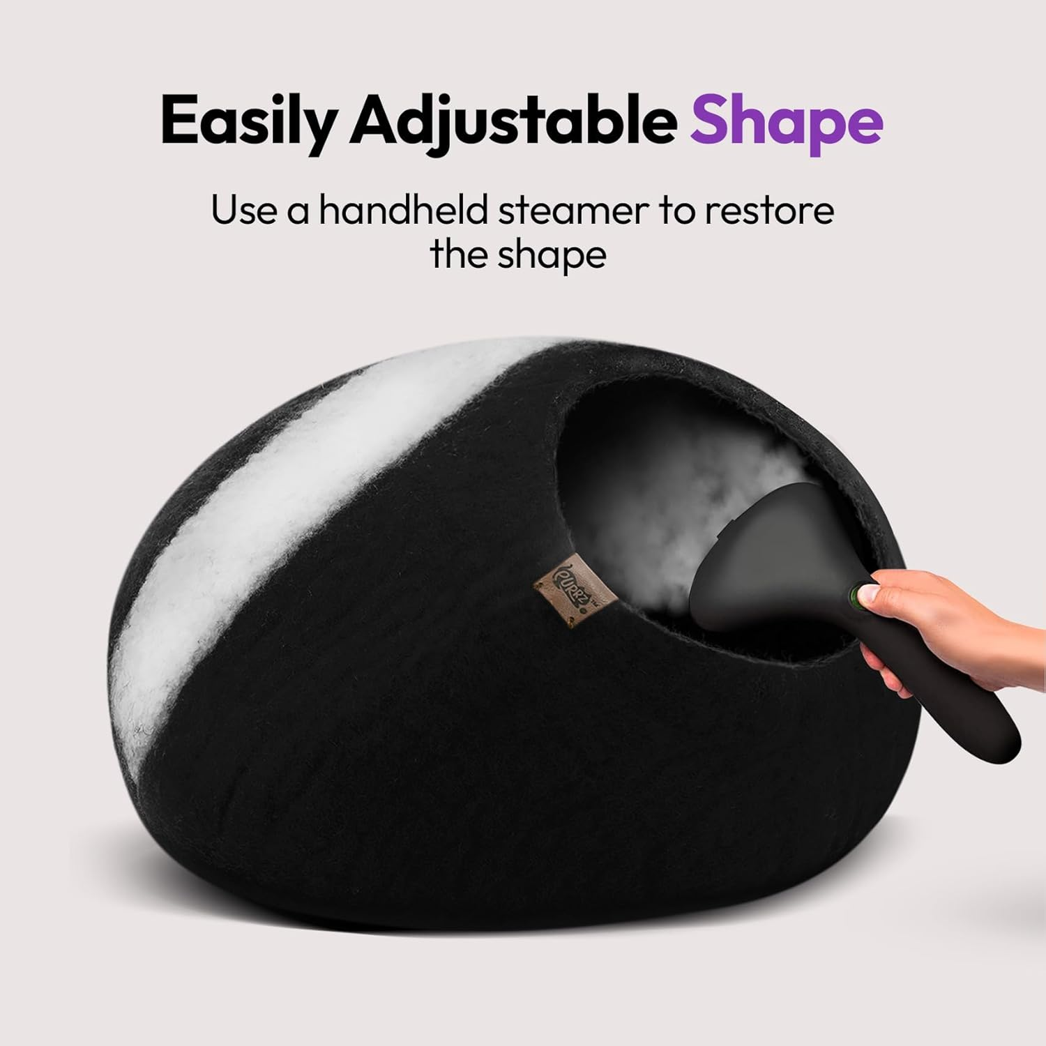 Luxury Cat Cave Bed &ndash; Handmade Merino Wool Felt Hideaway, Vet-Designed Indoor Cat Condo, Hypoallergenic Pet House, Cozy Igloo Bed for Kittens & Cats, Eco-Friendly Modern Pet Furniture image number 2