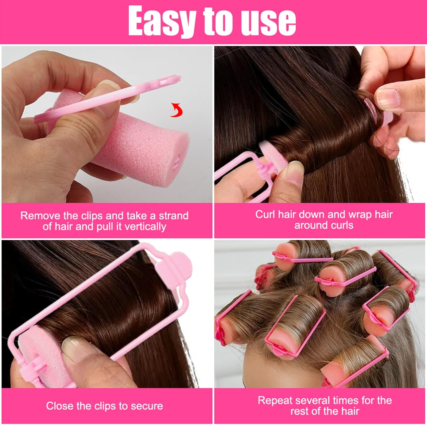 Pack of 30 Sponge Curlers, Curlers Foam 25 Mm, Hair Rollers, Foam Sponge, Hair Rollers, No Damage to Hair, Sleep Curlers for Women and Children, DIY Hair Styling image number 6