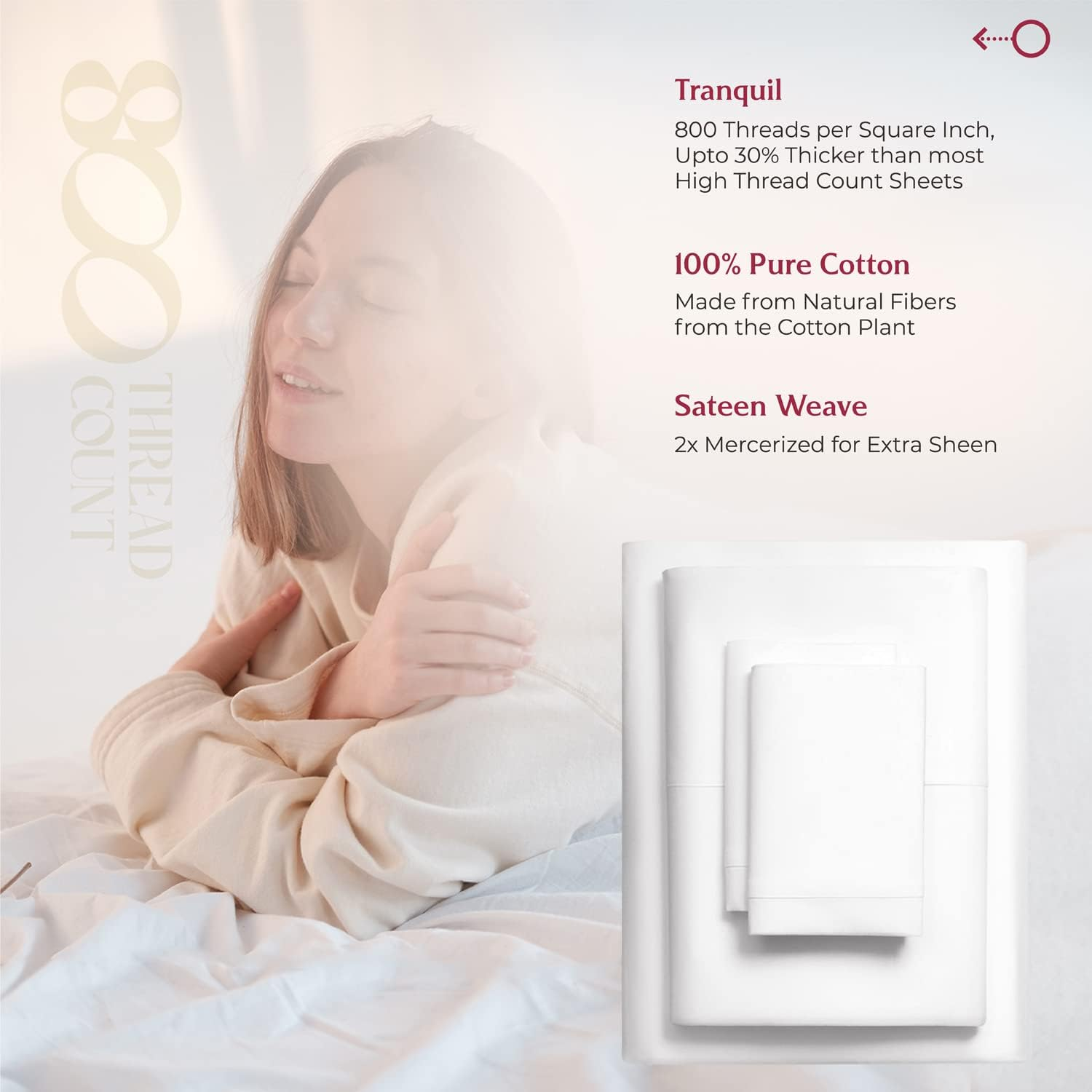 100% Egyptian Cotton Sateen Weave 800 Thread Count Queen Fitted Sheet with Elastic All around - Fits Mattress Upto 18'' by Mayfair Linen White image number 5