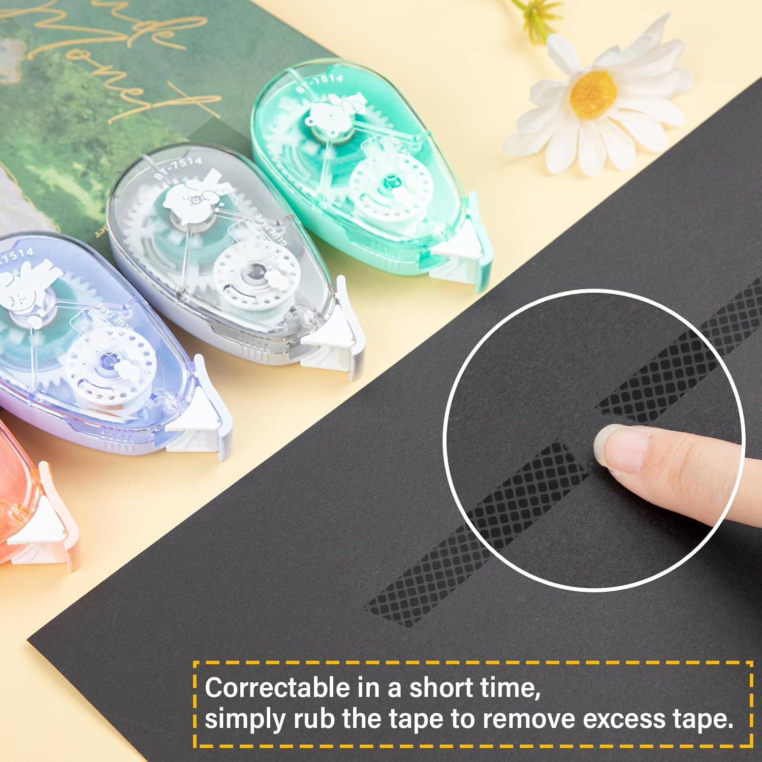 JR.WHITE 4 Pack Double-Sided Adhesive Tape Roller, Glue Tape Roller for Scrapbooking, Crafts Scrapbook Supplies, Home School Office Supplies (0.315 Inch X 26.25 Feet) image number 1