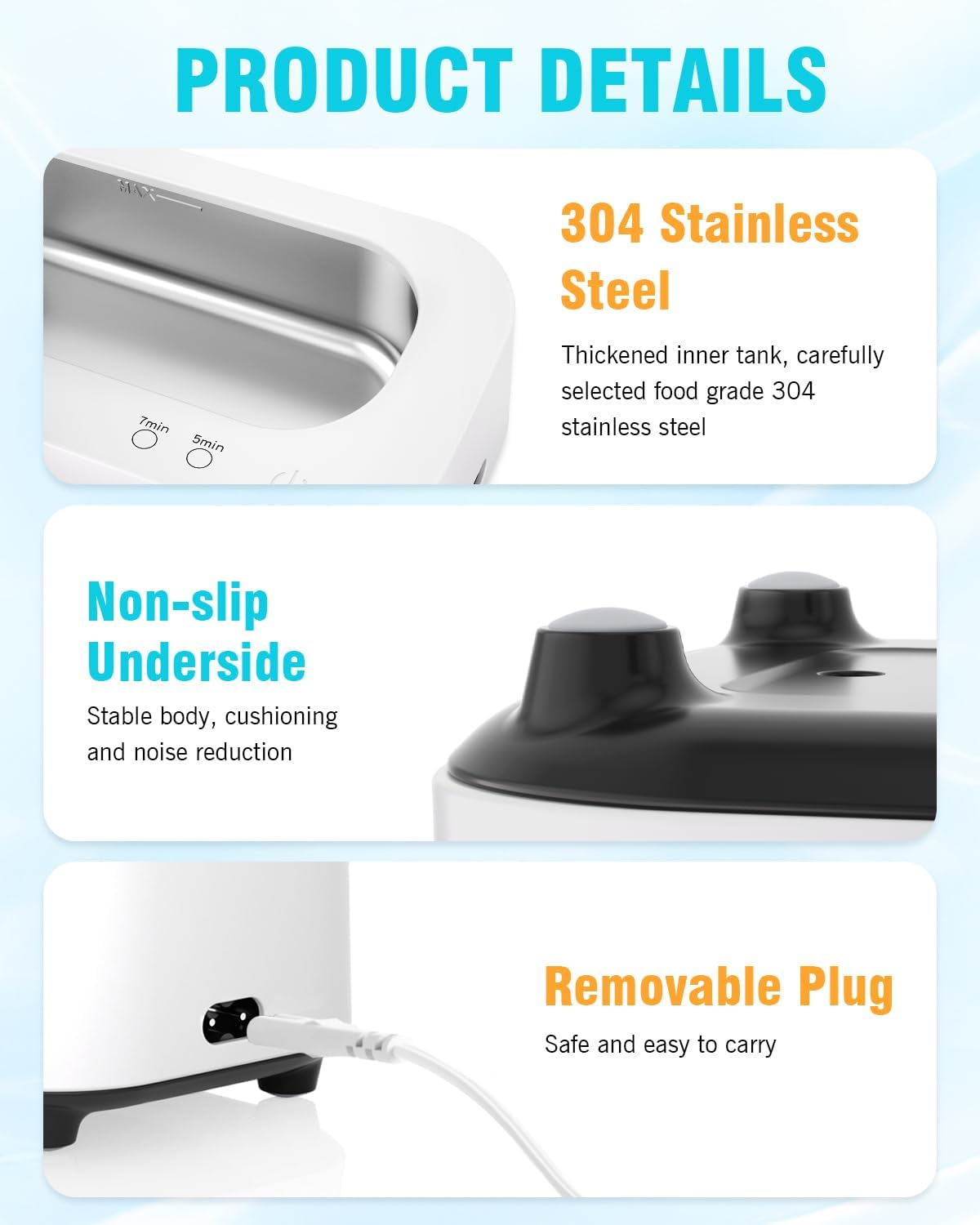 Gisaae Ultrasonic Jewelry Cleaner, 11.8Oz(350Ml) Portable Ultrasonic Cleaner with 2 Modes, 48Khz Jewelry Cleaner Ultrasonic Machine for Glasses, Ring, Watch Band, Retainer, Dentures, Coin, Razor image number 3