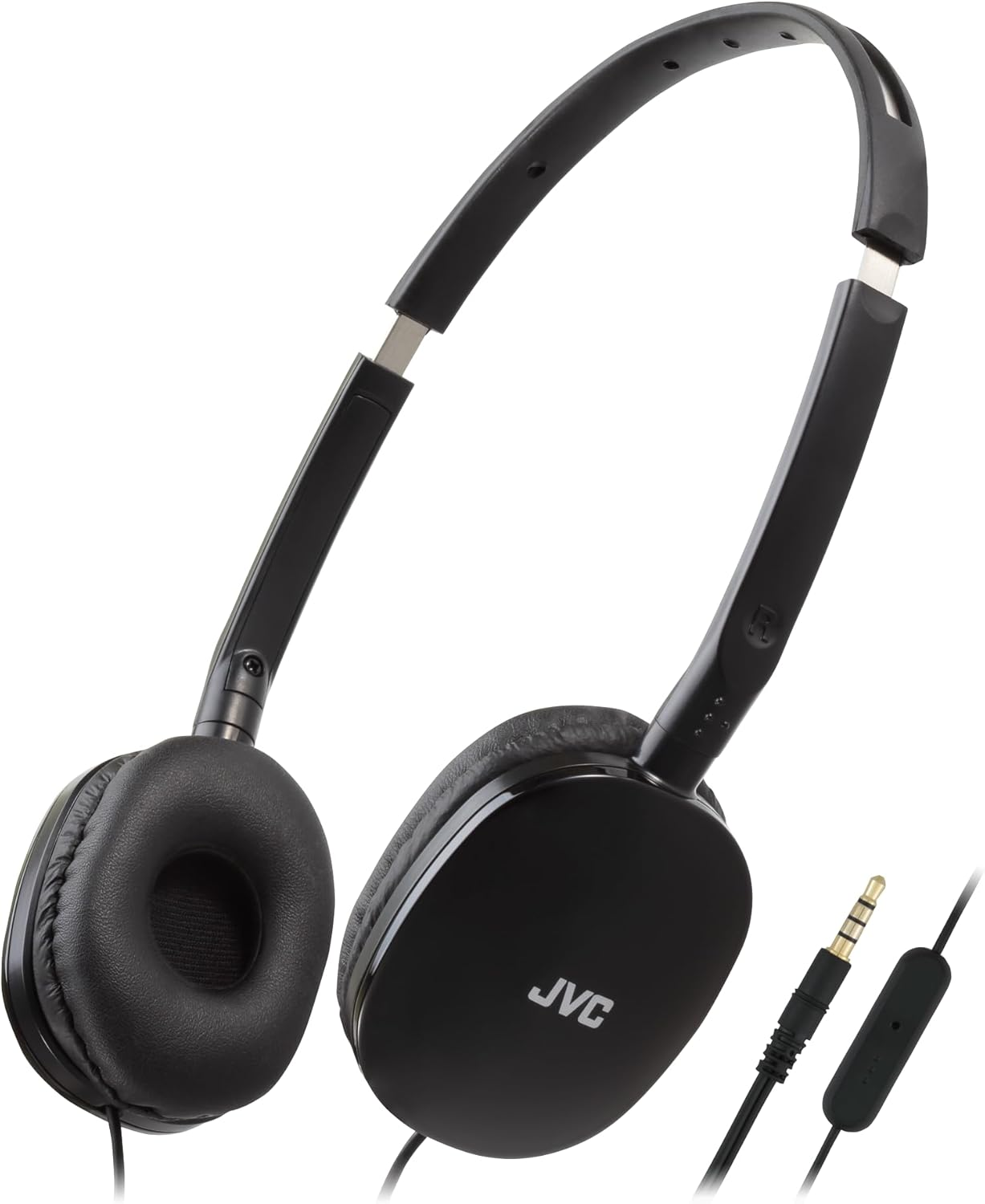 JVC HA-S160M-A Flats Foldable and Compact Headphones in Glossy Trendy Colour, with Switch for Microphone On/Off, Ideal for Teleworking and Online Seminars (Blue)