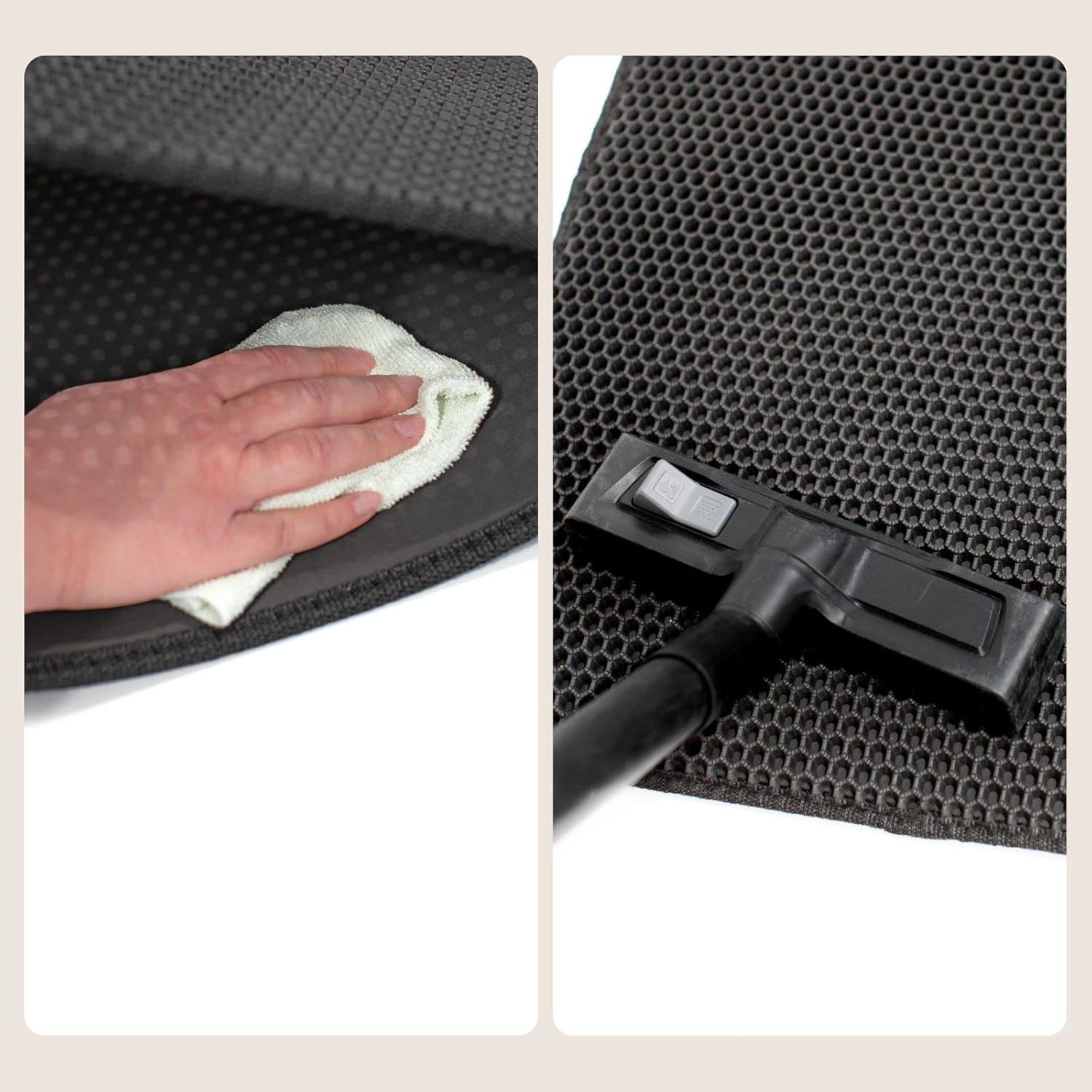 Lionto Cat Litter Mat for Cat Litter Tray with Non-Slip Coating, 61 X 38 X 1.3 Cm, Cat Litter Mat, Waterproof & Easy to Clean, Effective Absorption of Cat Litter in Honeycomb Design, Black image number 6