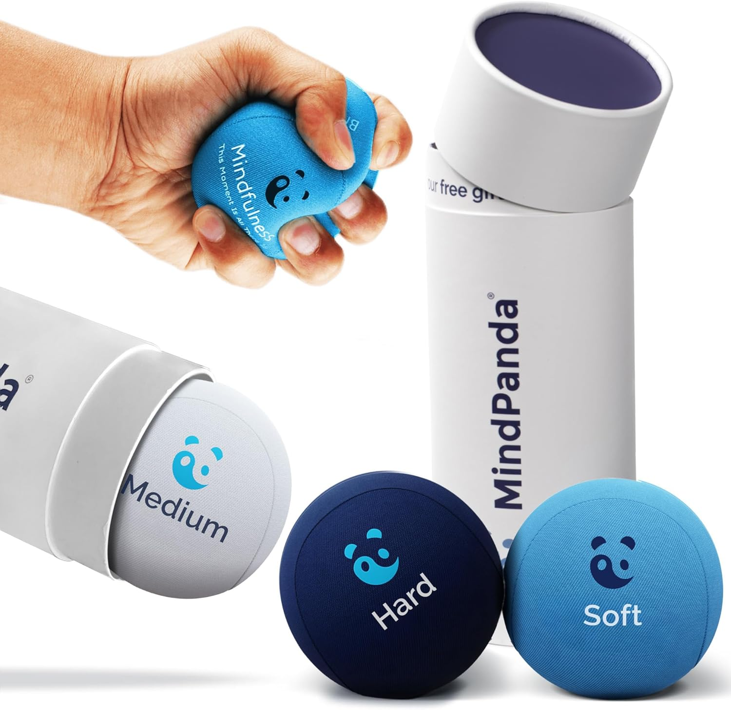 Mindpanda 3X Empowering Gel Stress Ball Bundle | Different Strengths & Sizes for Squeeze Hand Therapy - Scented for Extra Focus