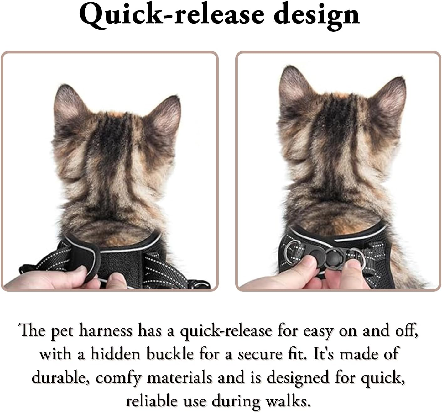 1 Pack Cat Harness, Outdoor Mesh Puppy Harness, Adjustable Pet Harness, Pet Mesh Lead, Anti-Escape Kitten Harness, Suitable for Cats, Dogs (Black, M) image number 2