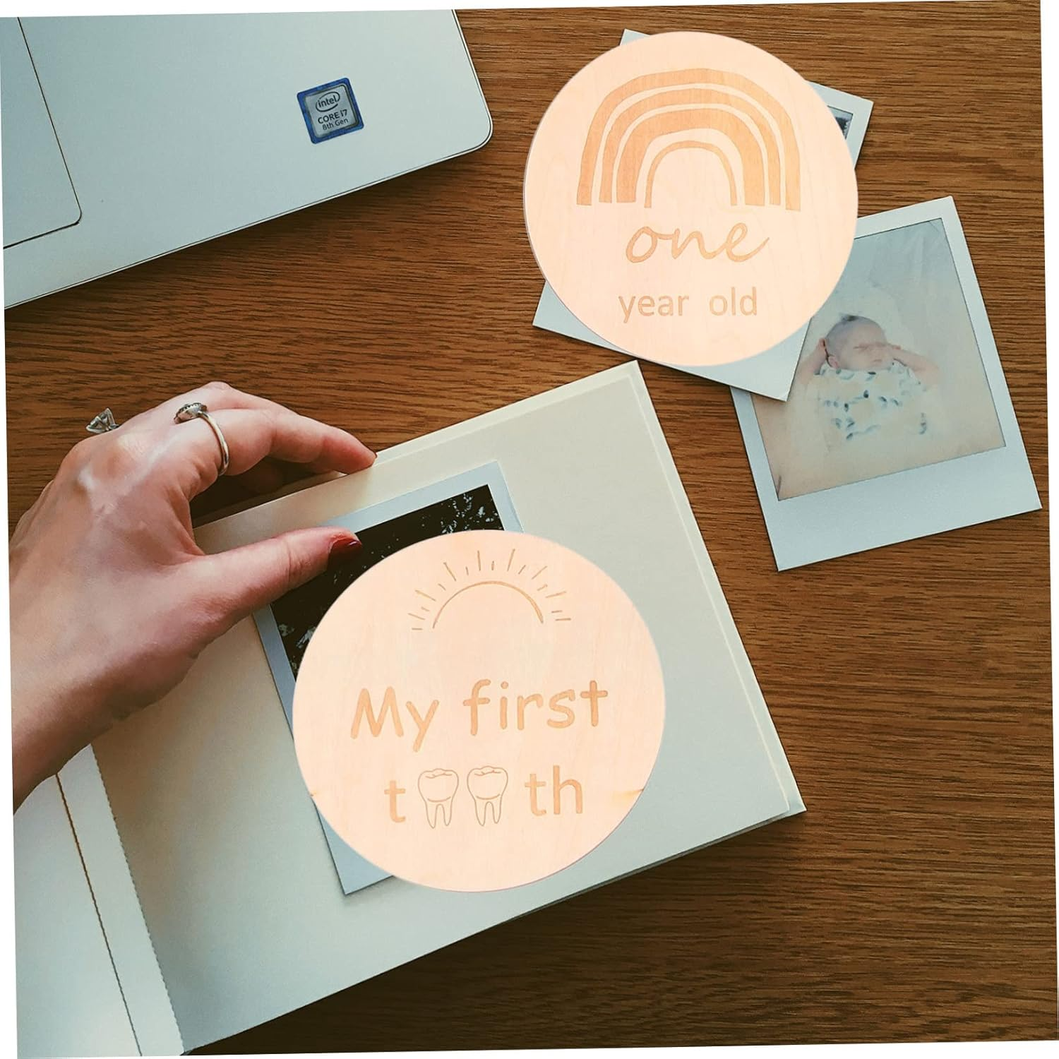 GALPADA Creative Baby Milestone Cards Infant Birth Month Commemorate Double-Sided Rainbow Design 13Pcs Set for Newborn Photography and Monthly Memory Recording image number 4