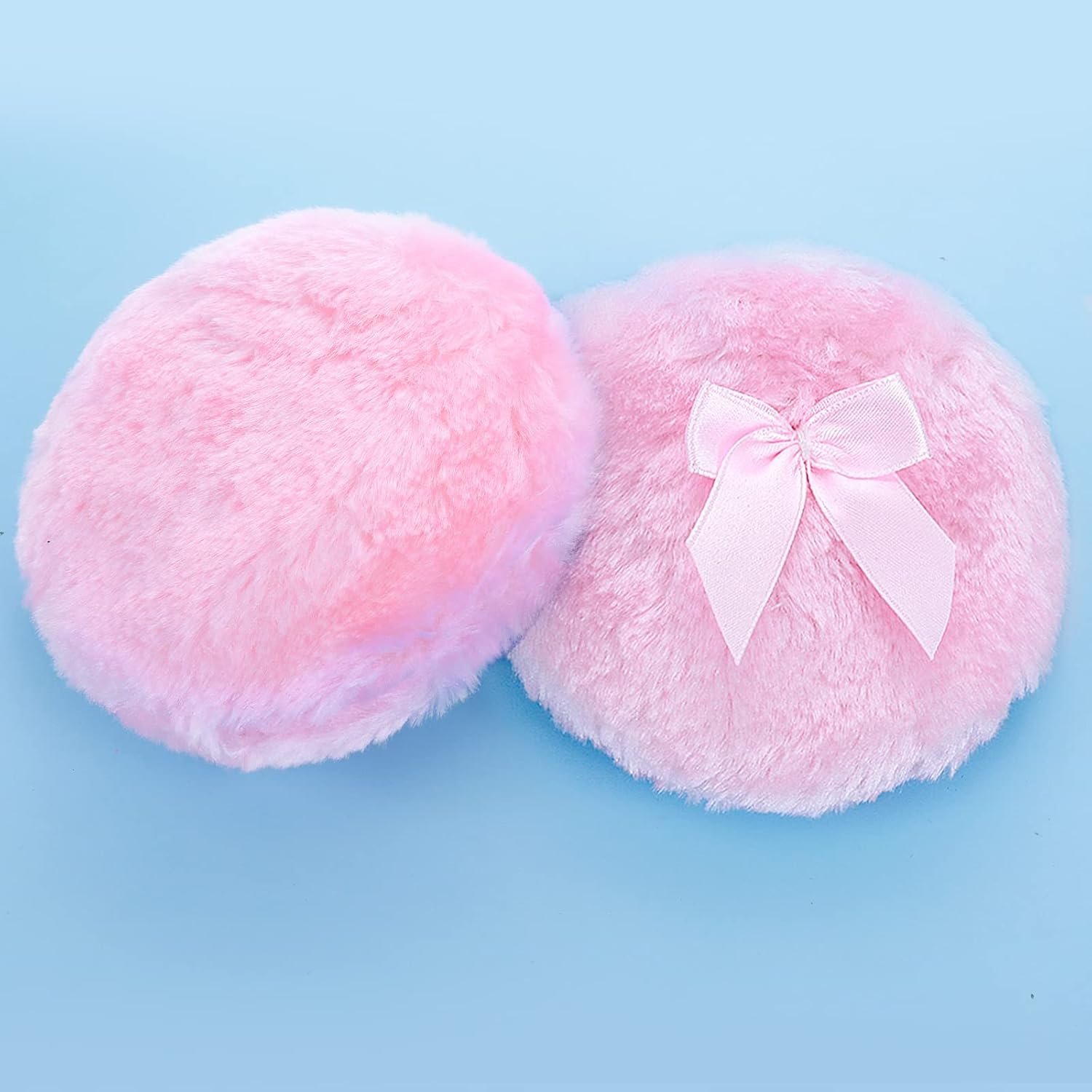 Sibba round Bow Powder Puff 10 Cm Ultra Soft Washable Reusable Large Velour Face Body Loose Wet and Dry