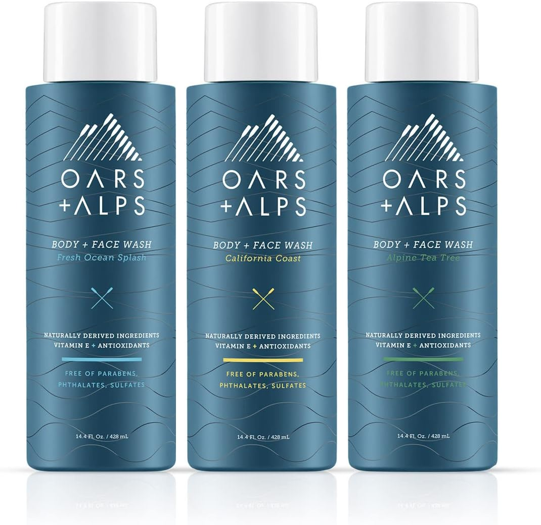 Oars + Alps Men'S Moisturizing Body and Face Wash, Skin Care Infused with Vitamin E and Antioxidants, Sulfate Free, Variety, 3 Pack image number 1