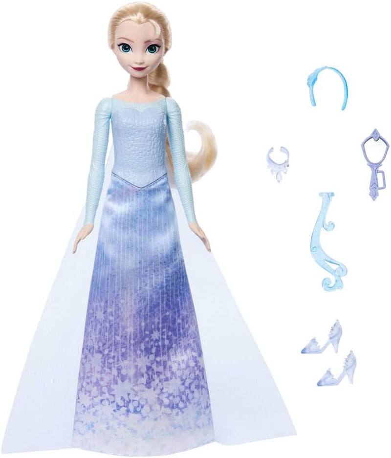 Mattel Disney Frozen Elsa Fashion Doll Set, Spin & Reveal with 11 Surprises Including 5 Accessories, 5 Stickers & Play Scene, Inspired by Disney Movie image number 5