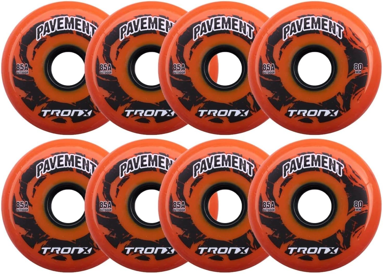 Tronx Outdoor Pavement Asphalt Hilo 4-76MM/4-80MM 85A Inline Roller Hockey Wheels 8 Pack image number 1