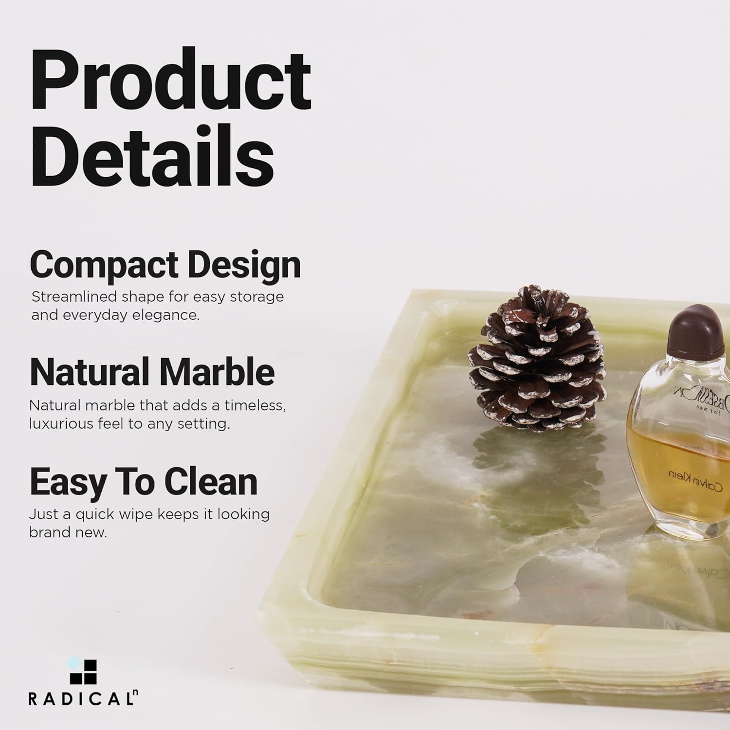 Radicaln Marble Serving Tray 10" Inches Green Handmade Square Tray for Party Supplies Ideal Food & Cafeteria Trays for Kitchen, Serving Dishes & Platter - White image number 2