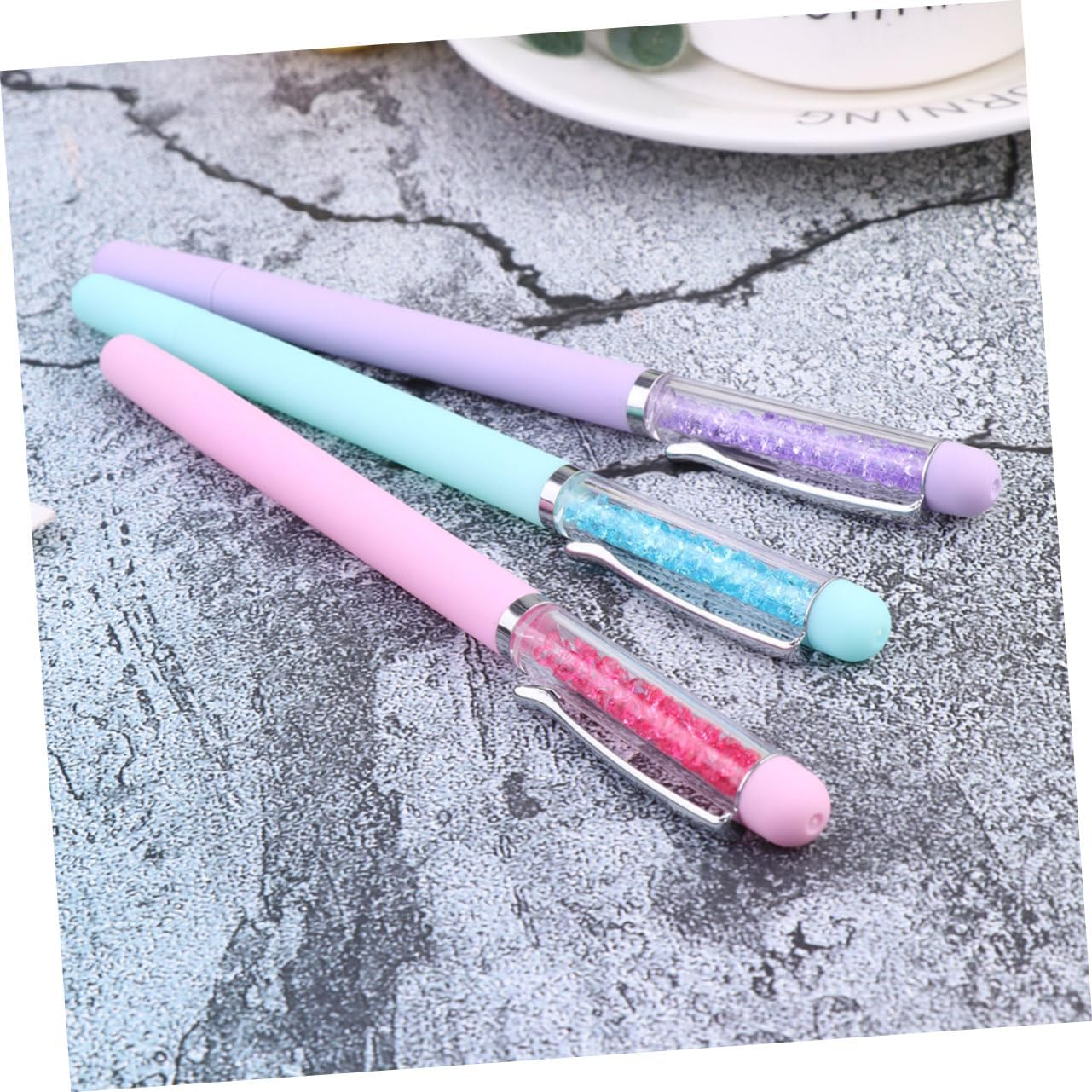 EXQUIMEUBLE 3Pcs Nail Point Pen Set for Manicure Rhinestones Picking Dotting Tools for Women DIY Nail Art with Purple Green Pink Pens for Precise Decoration image number 3