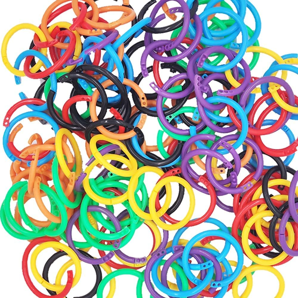 Plastic Binder Rings 1 Inch, Flexible Loose Leaf Book Rings, Colorful Keychain Clips for Index Cards, Scrapbooks, Word Cards and Documents (140 Pack) image number 3