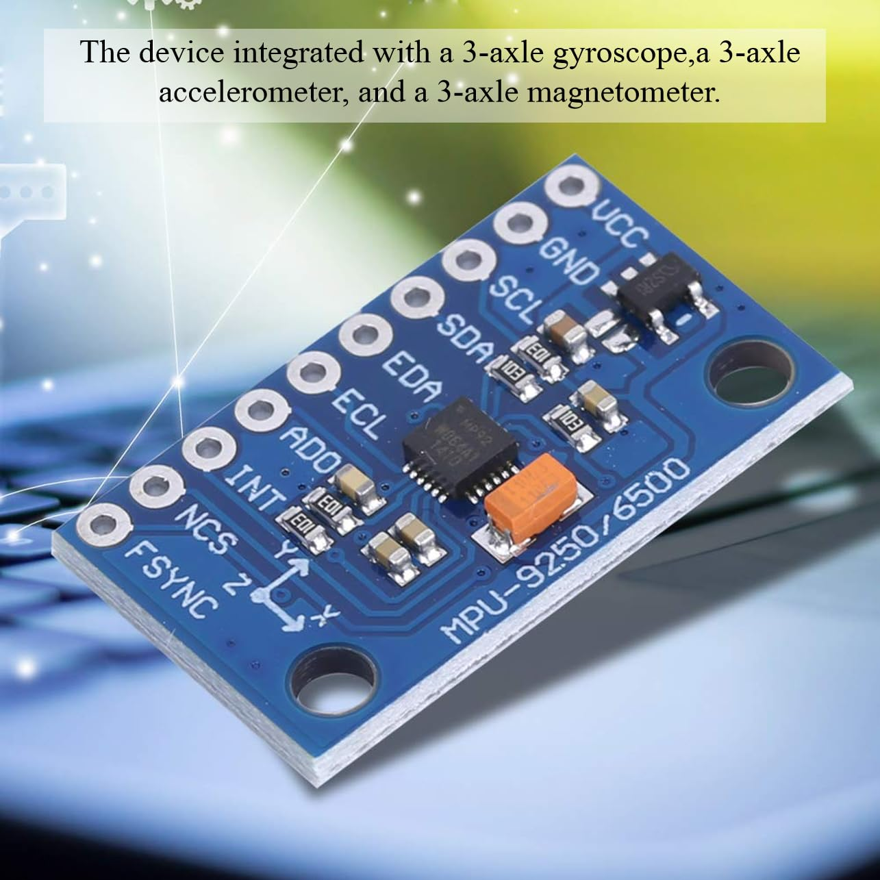 MPU 9250 9 Axle 16 Bit Gyroscope Acceleration Magnetic Sensor 3~5V for Accurate Measuring, GY9250 High Precision Magnetometer Sensor,16 Bit Output Gyroscope Accelerometer Combo image number 2