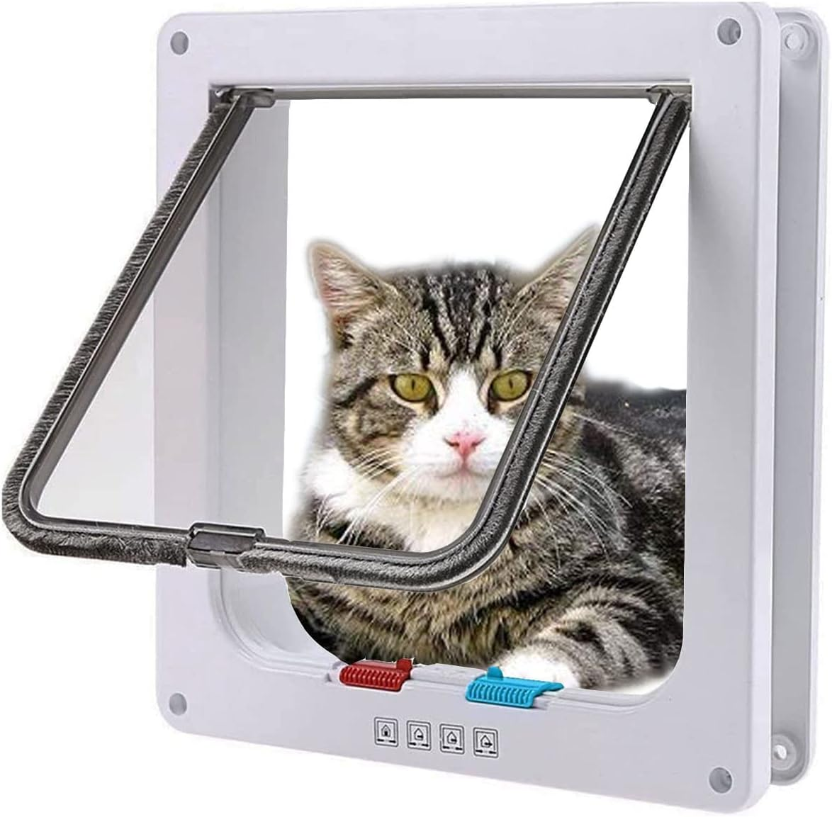 Tibeoyad Revolutionary Cat Flap, High-Quality 4-Way Magnetic Closure Pet Flap, Comfortable and Easy to Install Cat Door for Wall, Wooden Door, Upvc Interior Door, Brick Walls image number 5