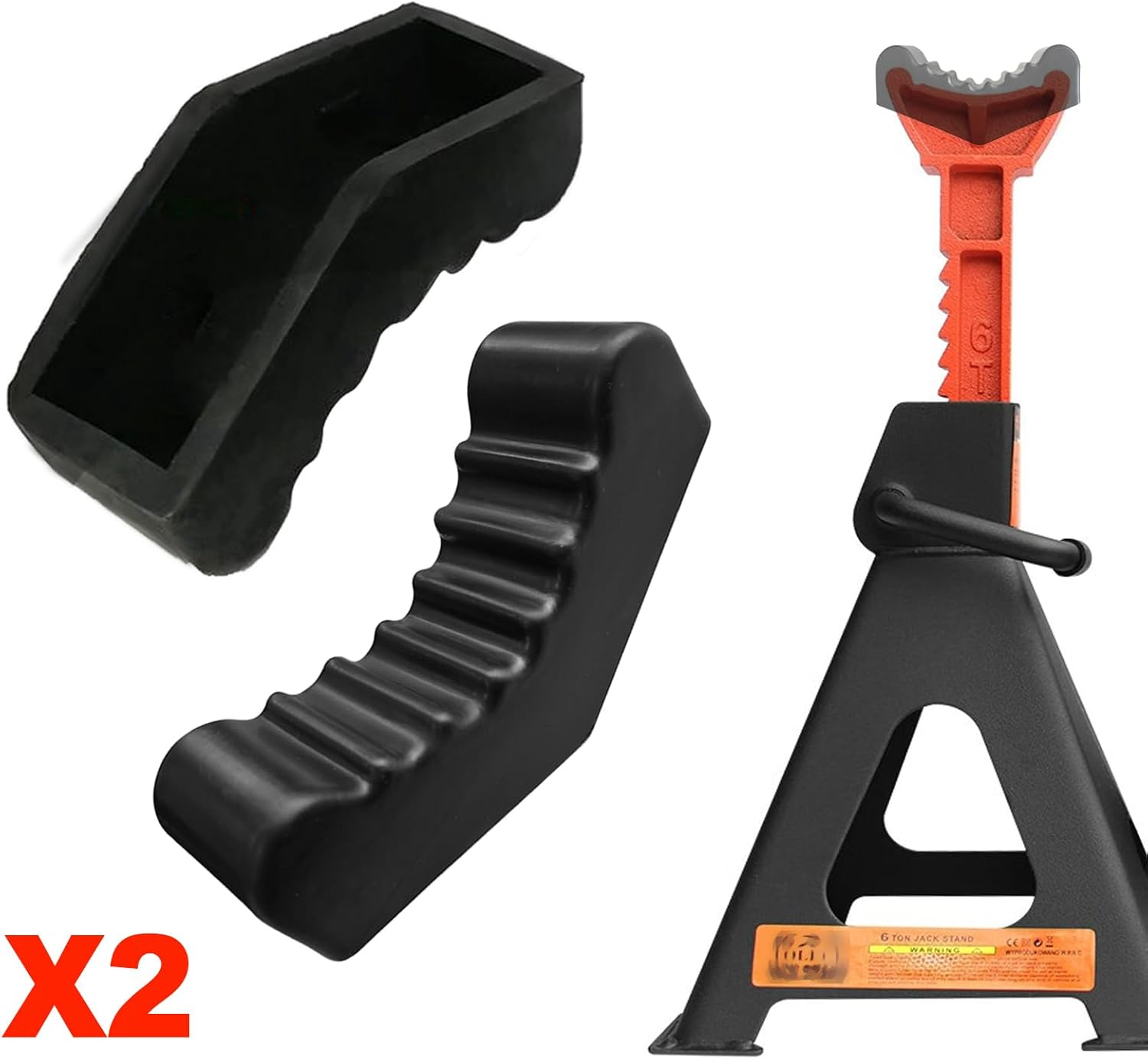 2PCS Jack Rubber Pads for Jack Stands, 6 Ton Frame Rail Pinch Welds Protector, V-Shape Heavy Duty Jack Pad Adapter, Anti-Slip Jack Pad for Lift Jack Stand Black - 2/3 Ton Red image number 5